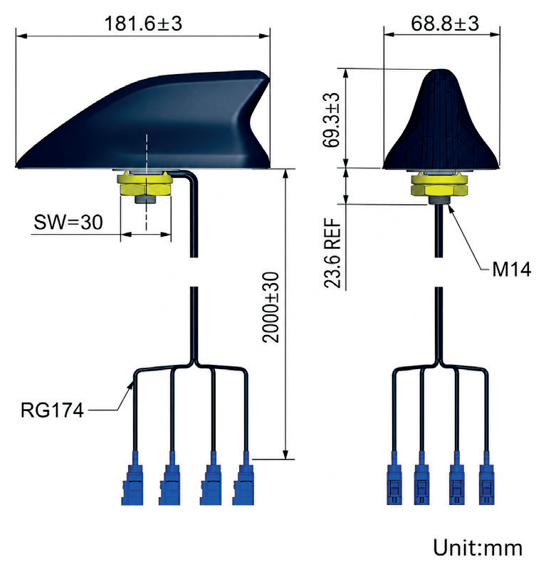 CAMB0BS5069 — 4-in-1 Shark Fin Antenna